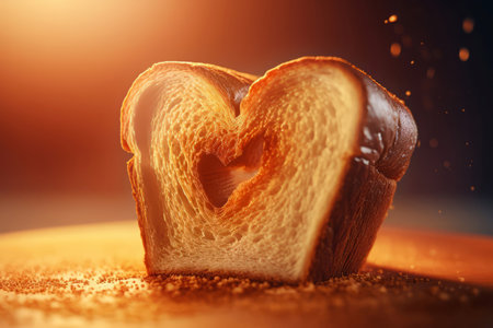 Slice toasted heart bread. Food fresh piece. Generate Aiの素材