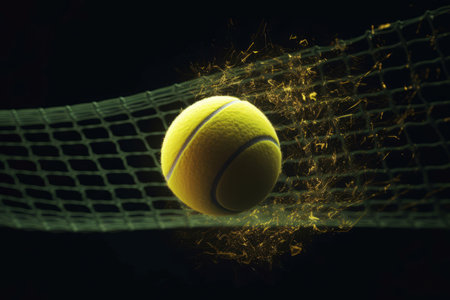 Tennis ball flying. Smash match. Generate Aiの素材