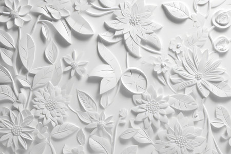 White 3d floral wall. Flower decoration. Generate Aiの素材