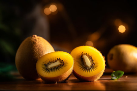 Yellow kiwi fruit. Food organic nutrition. Generate Aiの素材