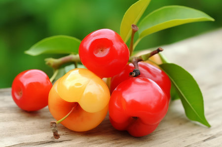 Acerola fruit. Top healthy fruit. Generate Aiの素材