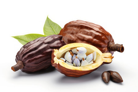 Cacao fruit flowers. Natural plant bean. Generate Aiの素材
