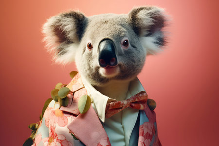 Stylish koala bear. Adorable cute portrait. Generate Aiの素材