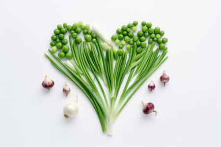 Heart shaped spring onion. Food vegetable. Generate Aiの素材