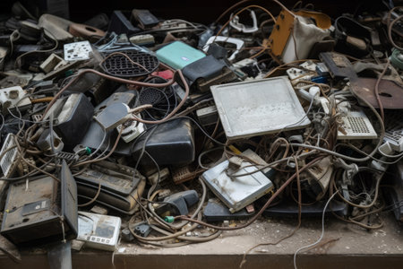 Old electronic waste. Device junk. Generate Aiの素材