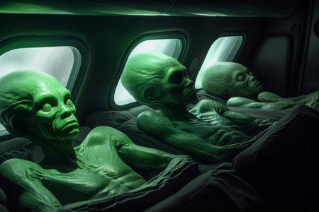 Green aliens spaceship. Travel light. Generate Aiの素材