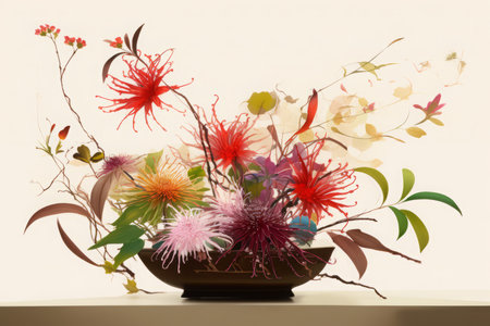 Flower composition ikebana. Floral design. Generate Aiの素材