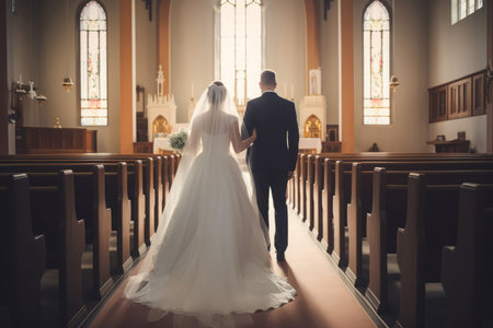 Wedding couple marriage. Bridal church ceremony celebration moment. Generate aiの素材
