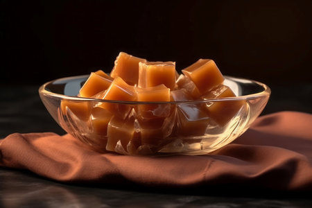 Brown caramels candies. Creamy toffee confectionary homemade snacks. Generate aiの素材