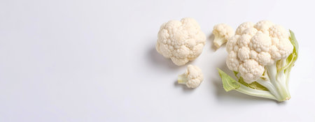 Raw cauliflower vegetable banner. Food kitchen organic cooking cabbage. Generate Aiの素材