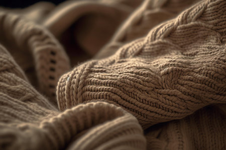 Warm beige cashmere sweater design. Winter shopping texture art. Generate Aiの素材