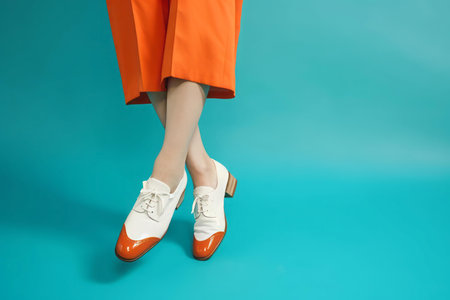 Woman feet stylish shoes. Fashion girl person glamour beauty. Generate Aiの素材