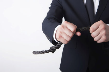 Dispute concept businessman pulling rope. Compete rival pulling start hold. Generate Aiの素材