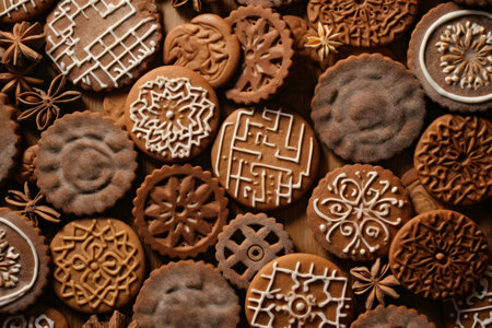 Chocolate homemade cookies with spices. Tasty biscuit bake life. Generate Aiの素材