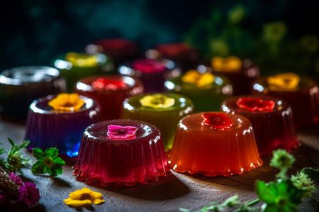 Jelly herbal flowers. Food rose natural nutrient dessert. Generate Aiの素材