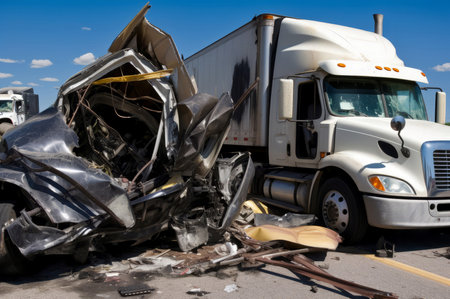 Devastating truck collision transport smash. Risk danger help emergency failure. Generate Aiの素材