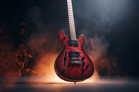 Electric guitar fire background music. Hot heat audio ignite melody. Generate Aiの素材