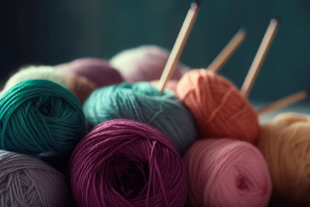 Knitting crochet kit wool balls. Skein fiber cotton natural. Generate Aiの素材