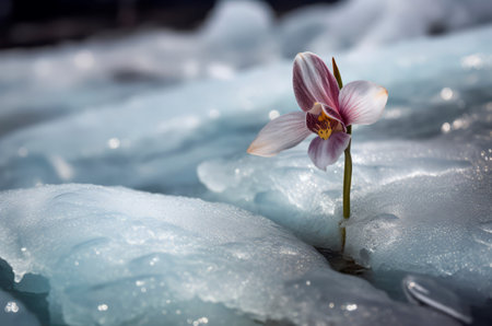 Orchid growing ice ground. Tropical nature spa leaf flora. Generate Aiの素材