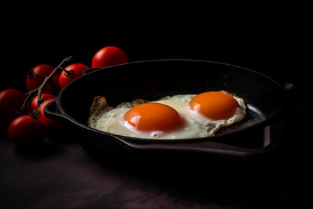 Simple breakfast red skillet. Traditional wholesome morning meal. Generate AIの素材