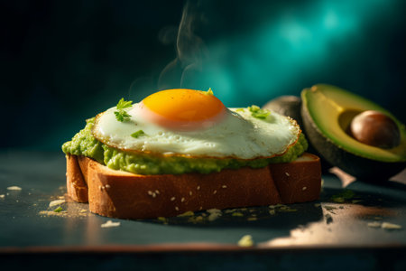 Toast guacamole fried egg nutrition. Homemade delicious organic grain diet. Generate aiの素材
