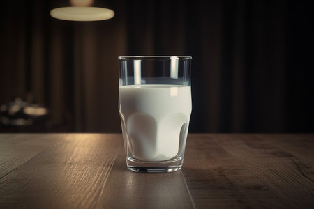 Milk glass table. Summer nature nutrition dairy healthy. Generate Aiの素材