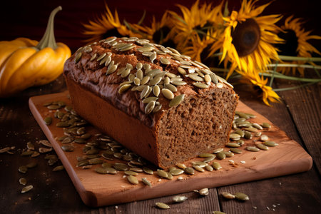Rye bread slice on wooden board. Healthy bread diet crust natural sliced. Generate Aiの素材