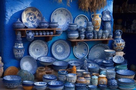 Morocco chefchaouen souvenirs. Moroccan culture traditional gifts bazaar. Generate aiの素材