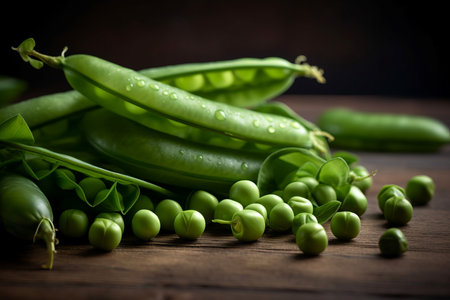 Fresh peas closeup. Nature seed raw healthy vegetable. Generate Aiの素材