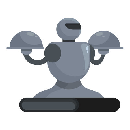 Domestic robot waiter icon cartoon vector. Plate server. Automation tech deliveryのイラスト素材