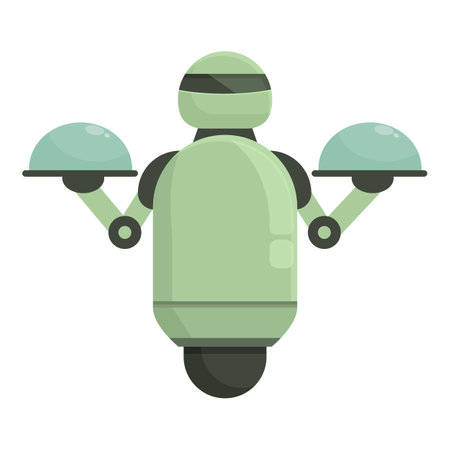 Android robot waiter icon cartoon vector. Digital office. Mobile customer serverのイラスト素材