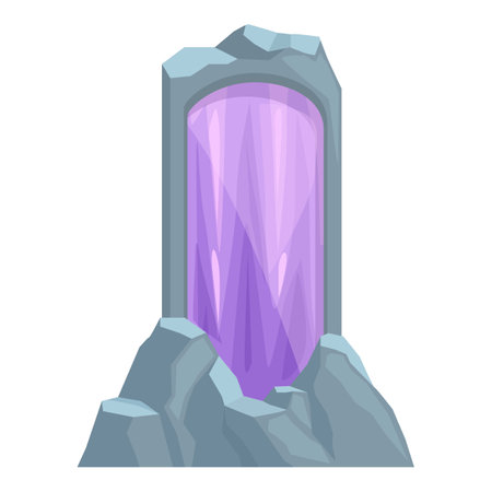 Purple rock portal game icon cartoon vector. Universe laser. Plasma pedestalのイラスト素材