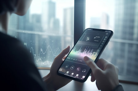 Mobile online banking scene. Trading financial platform on phone marketplace. Generate aiの素材