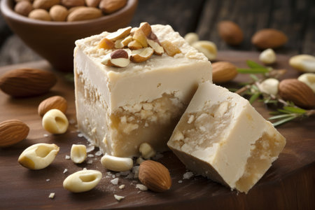 Halva Turkish sesame and honey dessert. Traditional eastern nutty delectable sweet treat. Generate aiの素材