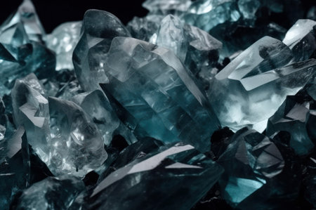 Abstract crystal background. Low polygonal and shiny diamonds scattered throughout frame. Generate AIの素材