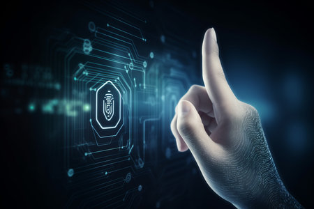 Virtual fingerprint biometric. Future and innovative technologies humans. Generate AIの素材
