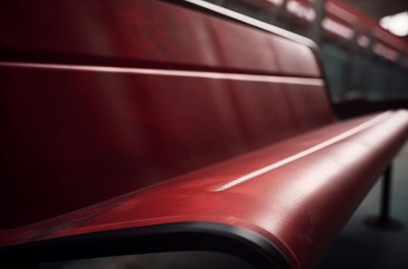 Red seats train station outdoor light. Room wagon cabin urban. Generate Aiの素材