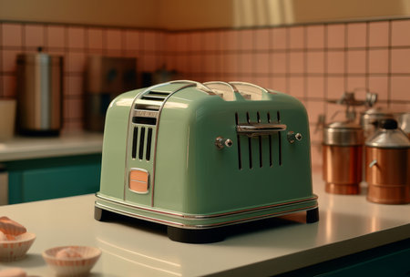 Retro bread toaster appliance. Toast machine breakfast device. Generate Aiの素材
