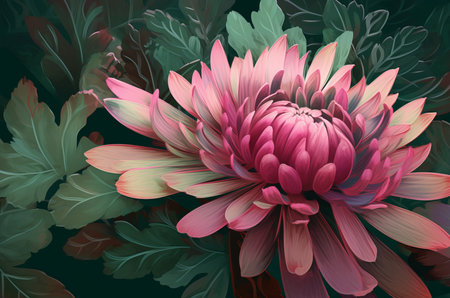Pink flower digital art. Extraordinarily and wonderfully flora with detailed petals. Generate AIの素材
