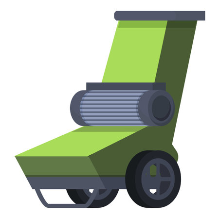 Green color shredder icon cartoon vector. Woodland labor. Work mowerのイラスト素材