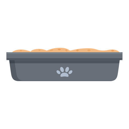 Dog toilet filter icon cartoon vector. Full sand tray. Clean house roomのイラスト素材