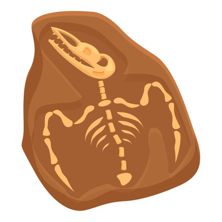 Fly dinosaur skeleton icon cartoon vector. Mud layer fossil. Bone evolutionのイラスト素材
