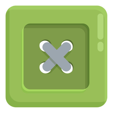 Green lime button icon cartoon vector. Textile fabric. Art plastic holeのイラスト素材