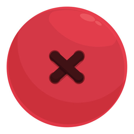 Red round button icon cartoon vector. Classic shirt. Fabric textileのイラスト素材