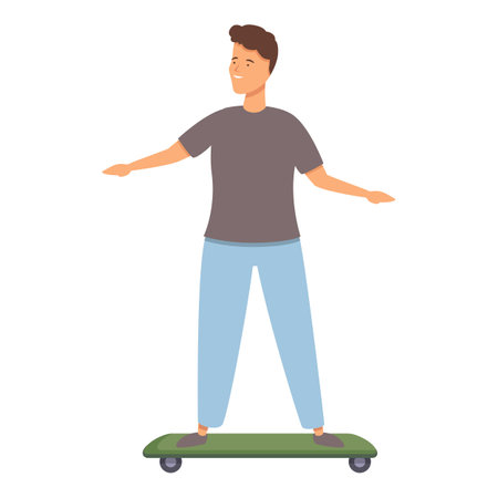 Funny skater boy icon cartoon vector. Trainer kid hug. Teen cuteのイラスト素材