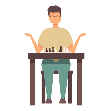 Boy chess play icon cartoon vector. School table sport. Body childrenのイラスト素材