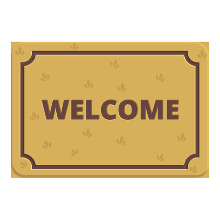 Welcome door mat icon cartoon vector. Wall front. House foot entranceのイラスト素材