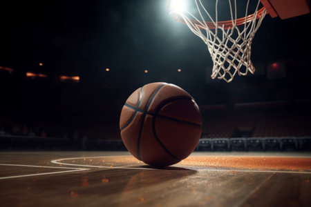 Basket ball floor. Qualitative and professional arsenal with black lines. Generate AIの素材