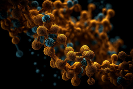 Protein molecule microscopic analysis. Macromolecular chemistry scientific composition research. Generate aiの素材