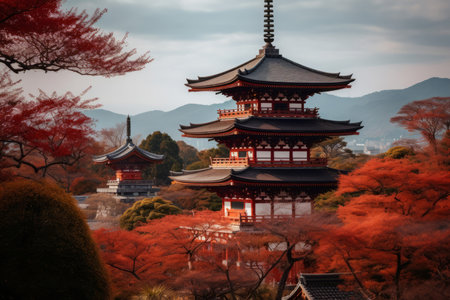Kyoto japan view. Fascinating and extraordinary landscape with interesting buildings. Generate AIの素材